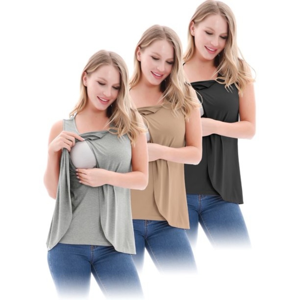 Nursing Sleeveless Top / Tan / Size: Medium / Maternity / Nursing